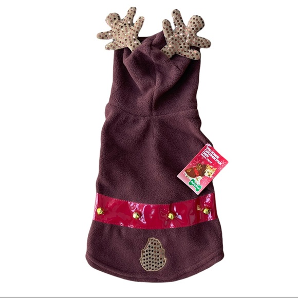 Party Dog | Christmas Reindeer Dog Hoodie | Fits Small Dog - Picture 3 of 6